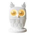 Lampe de Table en Céramique Blanc Mat 2 Lumières Hibou Design Moderne - Chouette Viadurini