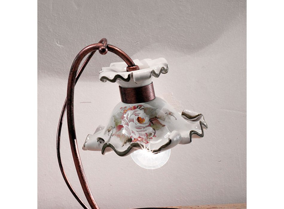 Lampe de table en céramique peinte à la main et décorée de fer - Milan Viadurini