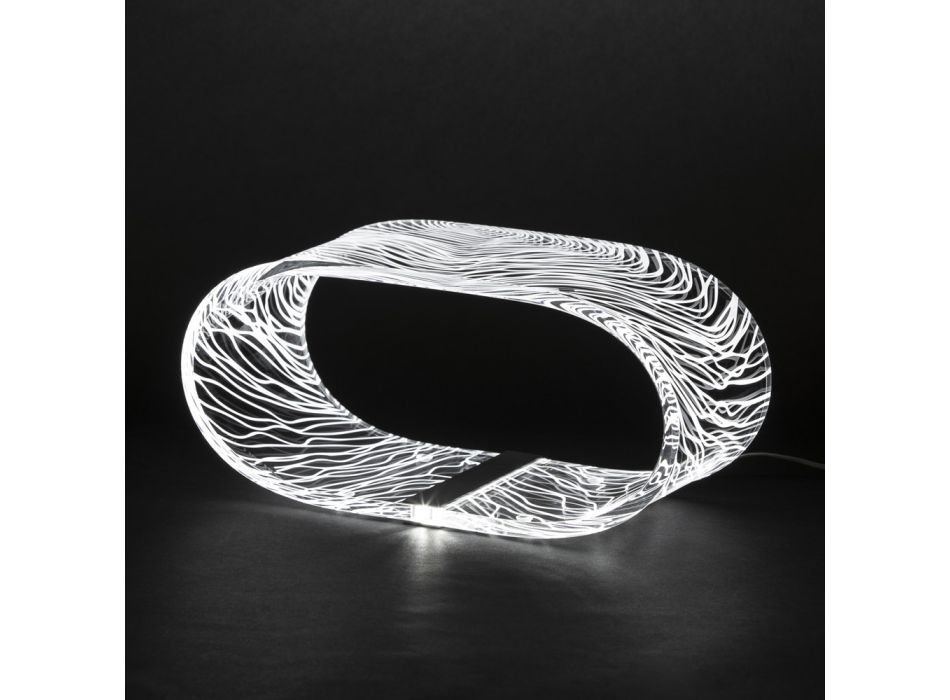 Lampe de Table en Cristal Acrylique et Décor Gravé au Laser - Gnassi Viadurini