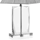 Lampe de Table en Cristal et Abat-Jour Carré Luxe Argenté - Clezia Viadurini