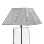Lampe de Table en Cristal et Abat-Jour Carré Luxe Argenté - Clezia Viadurini