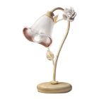 Lampe de Table en Fer et Verre avec Rose de Décoration en Céramique - Sienne Viadurini