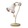 Lampe de Table en Fer et Verre avec Rose de Décoration en Céramique - Sienne
