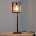 Lampe de table en fer noir avec câble en coton Made in Italy - Unique