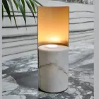 Lampe de table en marbre Paonazzo et métal fabriquée en Italie - Azumane Viadurini