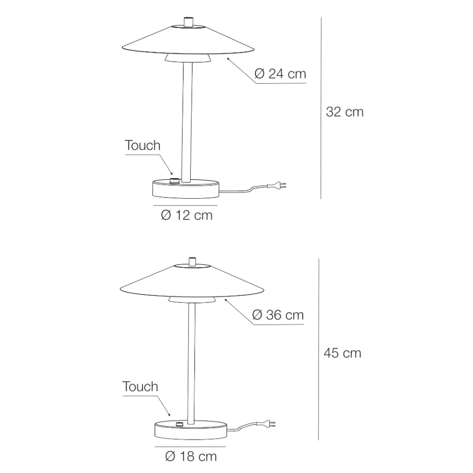Lampe de table Mira en métal avec différentes finitions, fabriquée en Italie Viadurini