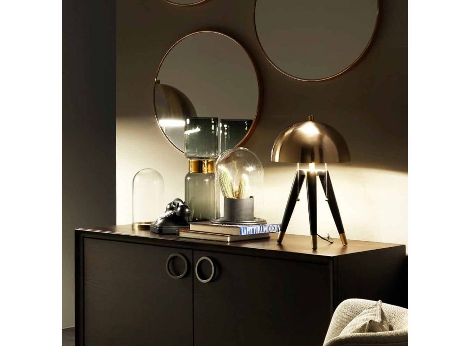 Lampe de table en métal noir et laiton brossé Made in Italy - Peter Viadurini