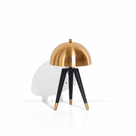 Lampe de table en métal noir et laiton brossé Made in Italy - Peter Viadurini