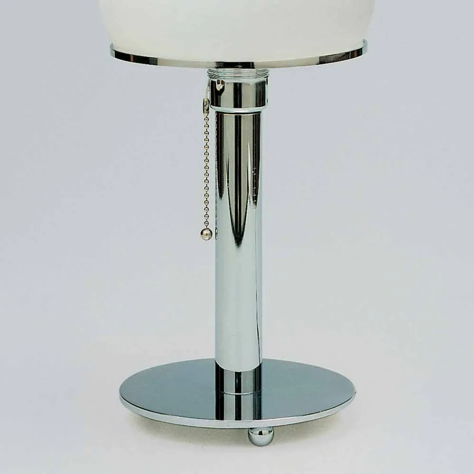 Lampe de Table en Opaline avec Structure Chrome Fabriquée en Italie - Toronto Viadurini