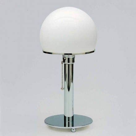 Lampe de Table en Opaline avec Structure Chrome Fabriquée en Italie - Toronto Viadurini