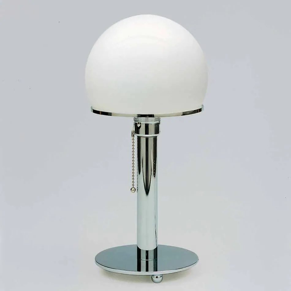 Lampe de Table en Opaline avec Structure Chrome Fabriquée en Italie - Toronto Viadurini