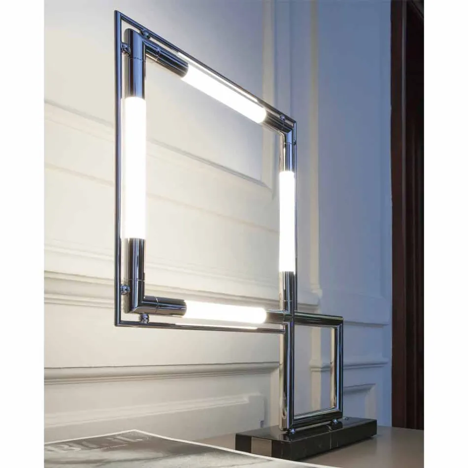 Lampe de Table en Laiton et Résine avec Base en Marbre Made in Italy - Quizza Viadurini