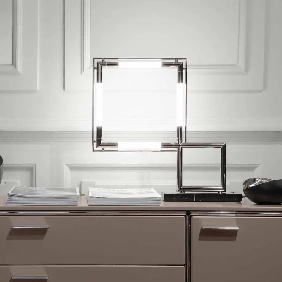 Lampe de Table en Laiton et Résine avec Base en Marbre Made in Italy - Quizza Viadurini