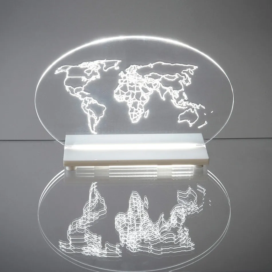 Lampe de table en plexiglas alimentée par LED fabriquée en Italie - Raiponce Viadurini