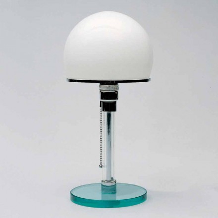 Lampe de table en verre avec abat-jour en opale fabriquée en Italie - Dacca Viadurini