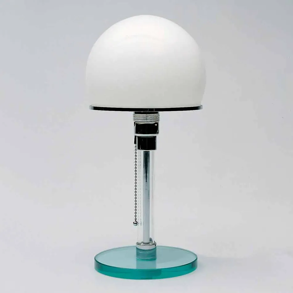Lampe de table en verre avec abat-jour en opale fabriquée en Italie - Dacca Viadurini