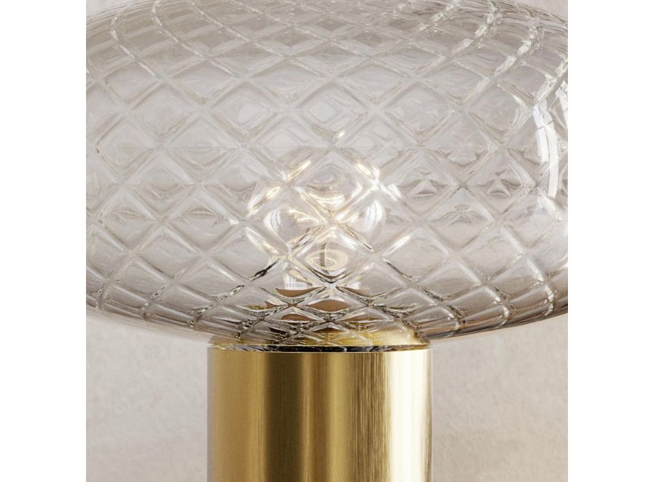 Lampe de table en verre gris fabriquée en Italie - Lucciola Viadurini