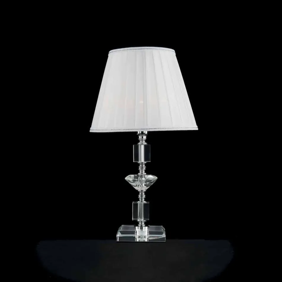 Lampe table en verre transparent et cristallo Ivy, fabriqué en Italie Viadurini