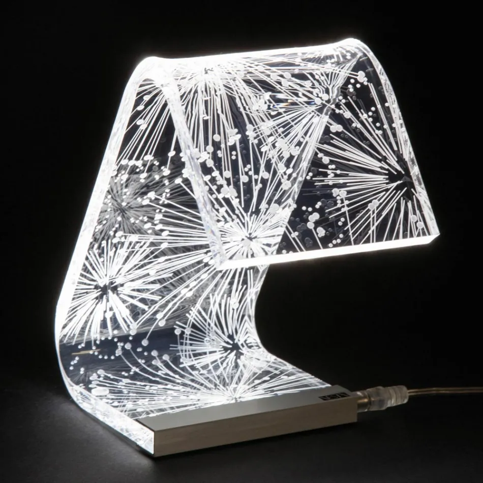 Lampe De Table Led Cristal Acrylique Plié Laser Décor - Possett Viadurini