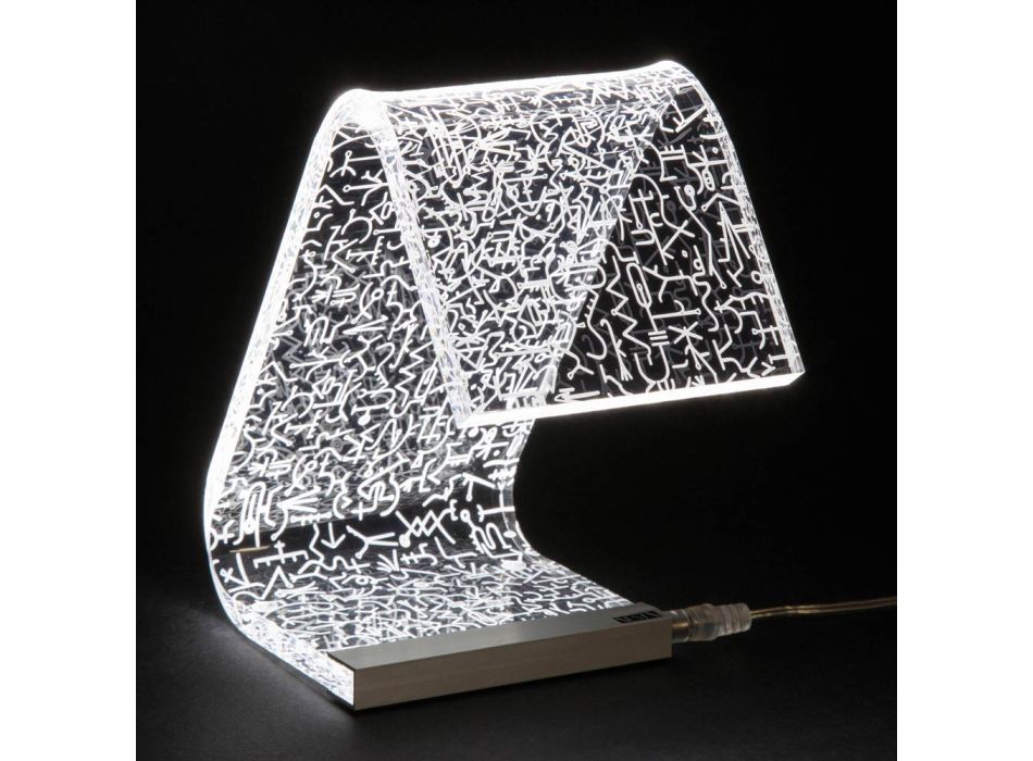 Lampe De Table Led Cristal Acrylique Plié Laser Décor - Possett Viadurini