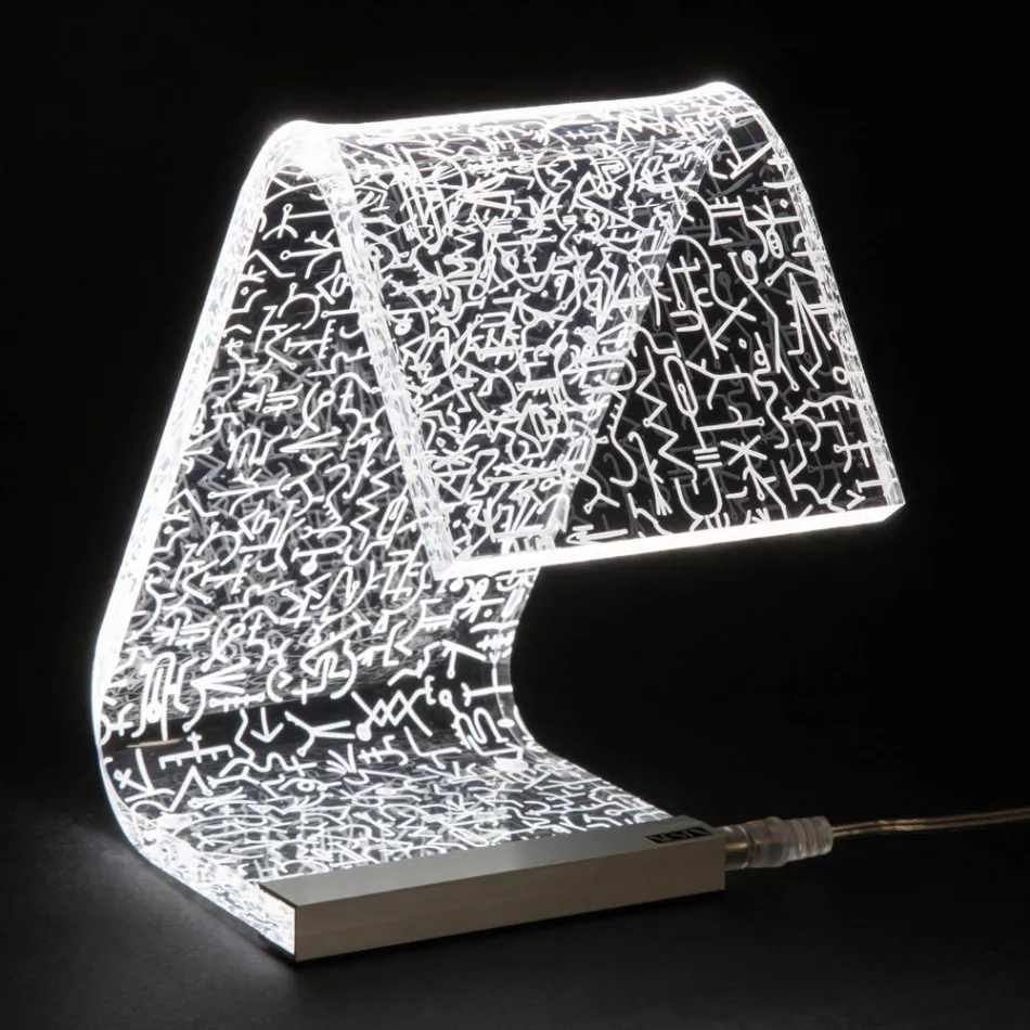 Lampe De Table Led Cristal Acrylique Plié Laser Décor - Possett Viadurini