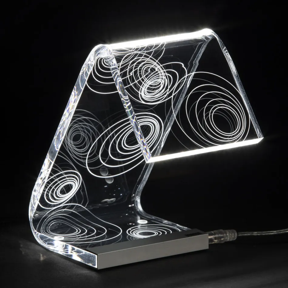 Lampe De Table Led Cristal Acrylique Plié Laser Décor - Possett Viadurini
