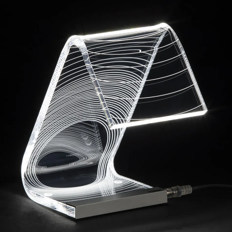 Lampe De Table Led Cristal Acrylique Plié Laser Décor - Possett Viadurini