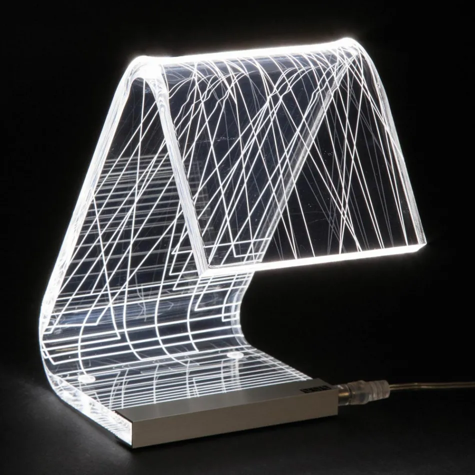 Lampe De Table Led Cristal Acrylique Plié Laser Décor - Possett Viadurini