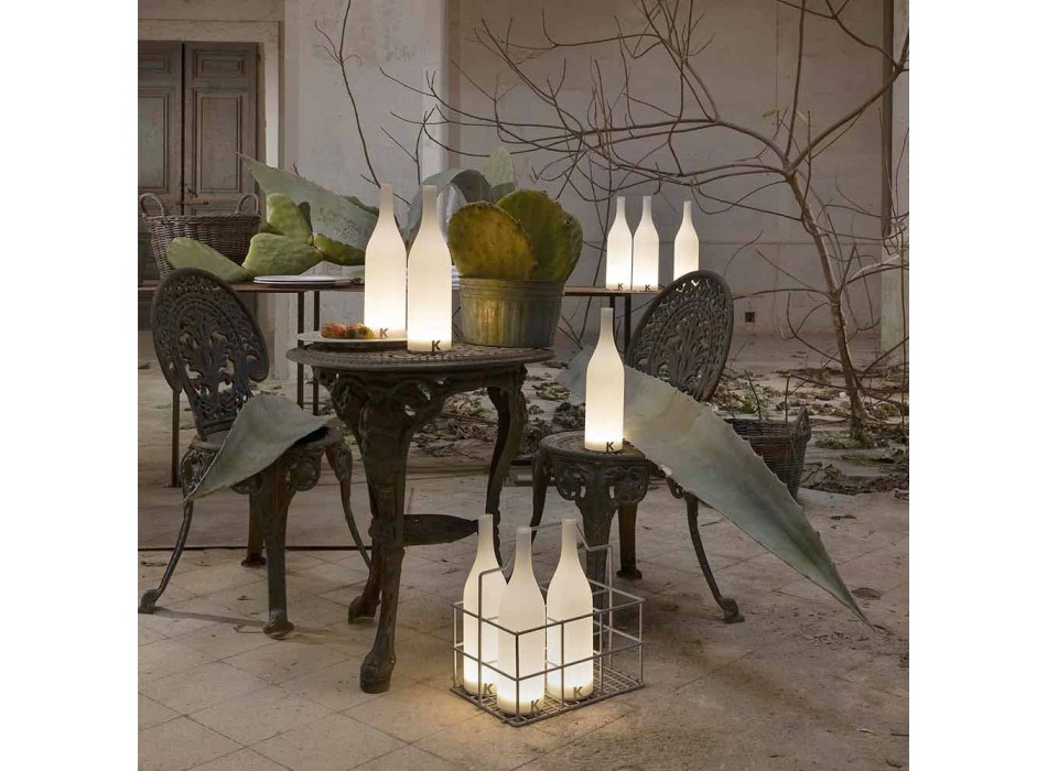 Lampe de Table LED en Verre Givré Blanc Design Moderne - Bouteille Viadurini