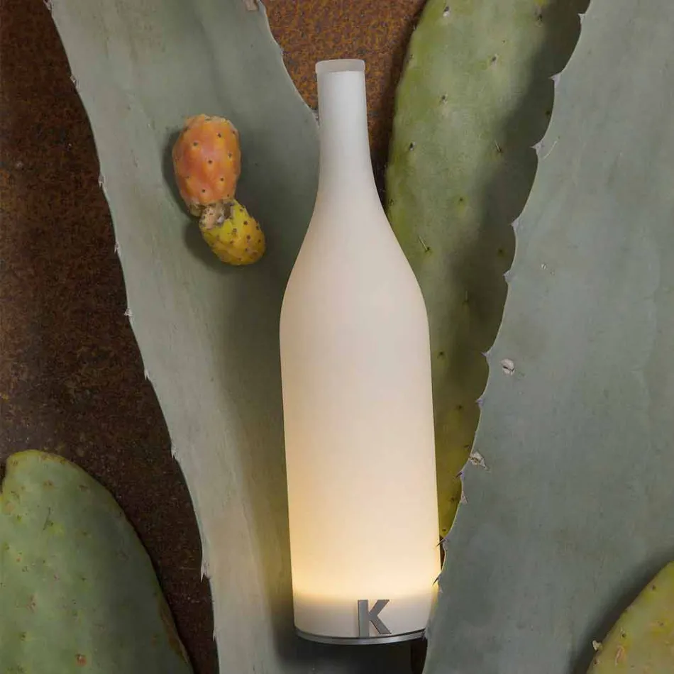 Lampe de Table LED en Verre Givré Blanc Design Moderne - Bouteille Viadurini