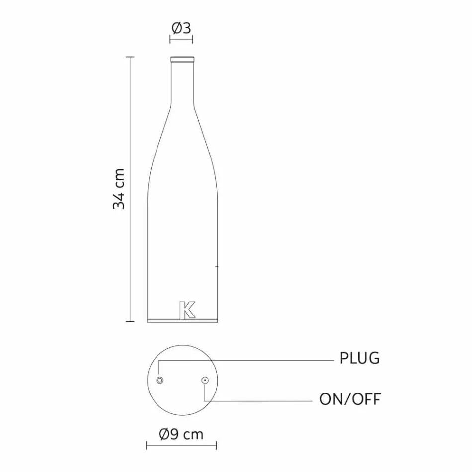 Lampe de Table LED en Verre Givré Blanc Design Moderne - Bouteille Viadurini