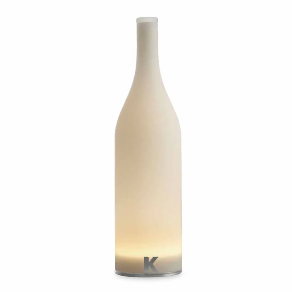 Lampe de Table LED en Verre Givré Blanc Design Moderne - Bouteille Viadurini