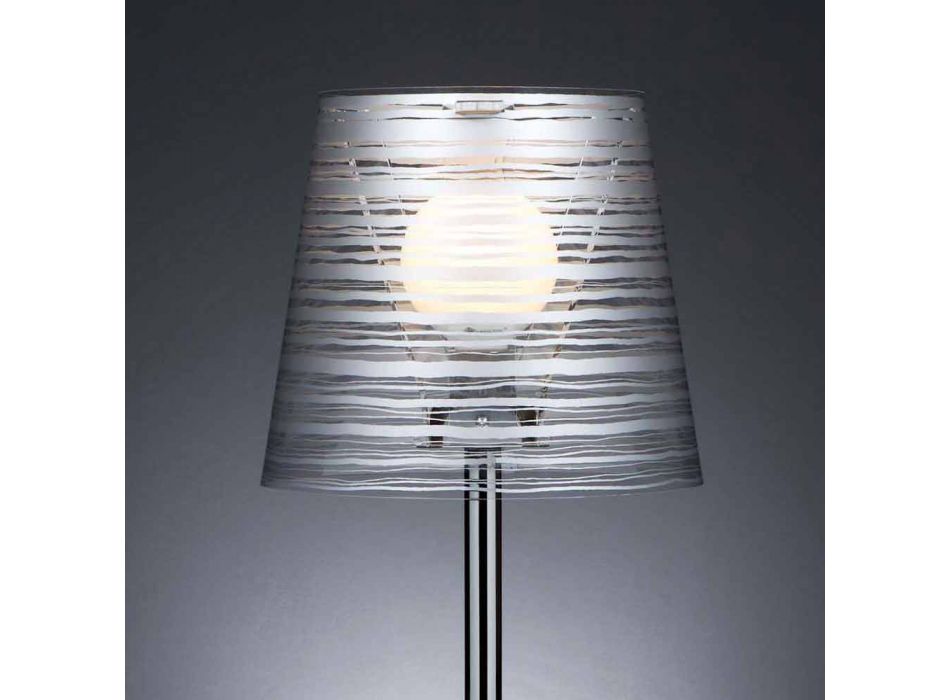 Lampe de table contemporaine avec décoration en argent, diamètre 30 cm, Shana Viadurini