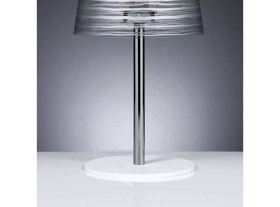 Lampe de table contemporaine avec décoration en argent, diamètre 30 cm, Shana Viadurini