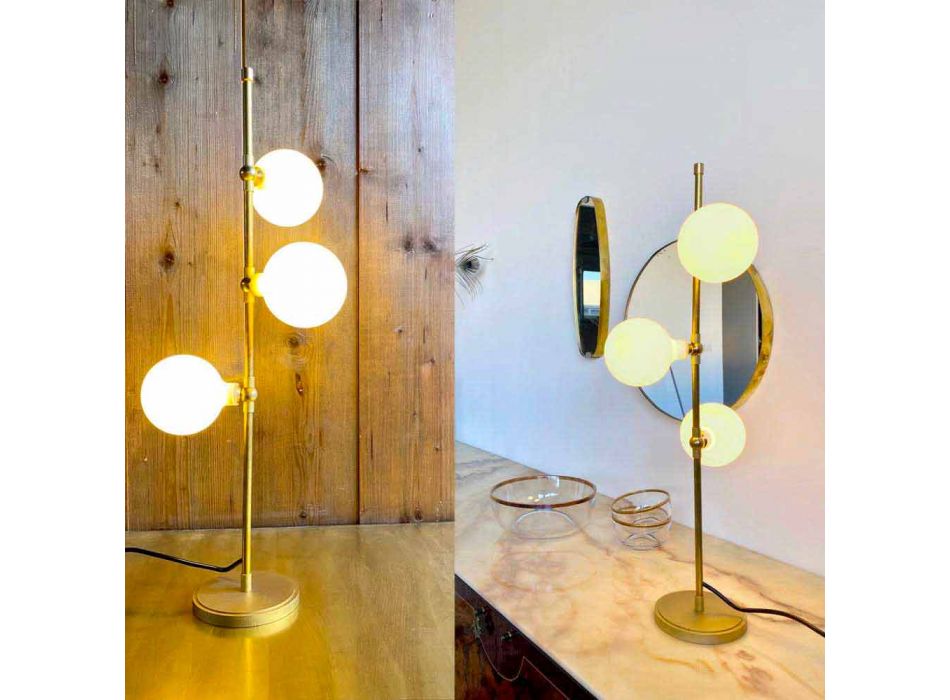 Lampe de table moderne faite à la main en laiton avec LED Made in Italy - Grippa Viadurini
