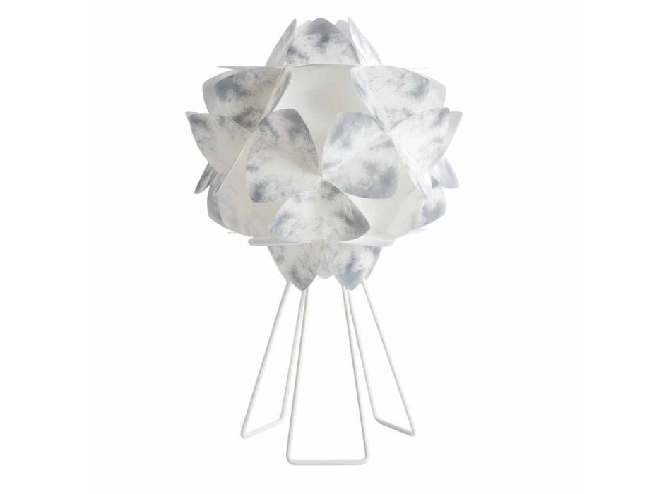 Lampe de table contemporaine en métal blanc, diamètre 46 cm, Kaly Viadurini