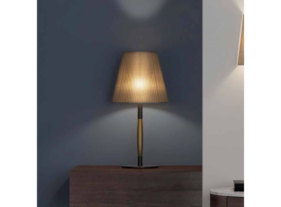 Lampe de table moderne en métal, bois et organza Made in Italy - Boom Viadurini