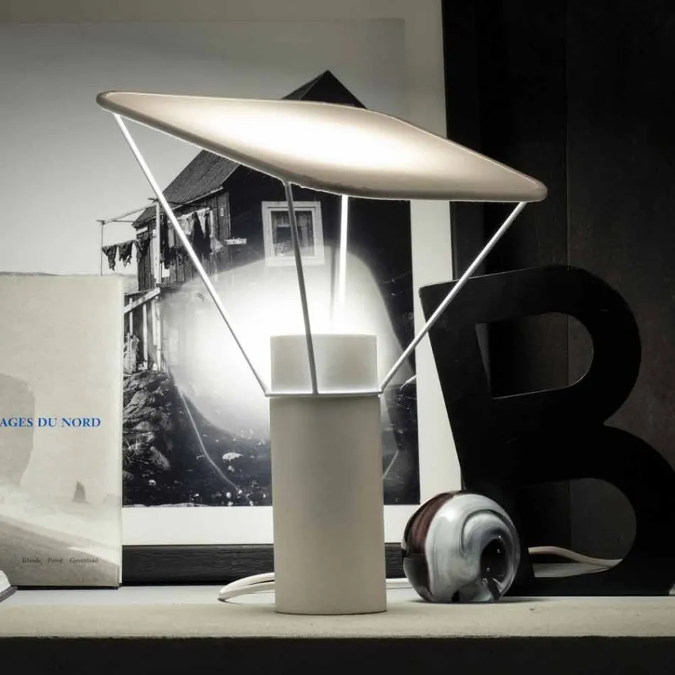 Lampe de table moderne en résine et coton blanc Made in Italy - Fiera Viadurini