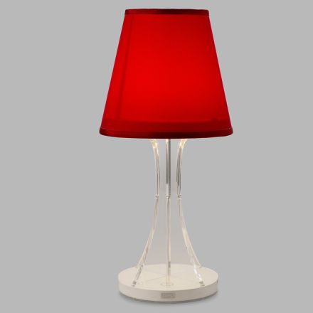 Lampe de Table Rechargeable en Acrylique et Abat-Jour en Tissu - Raviolino Viadurini