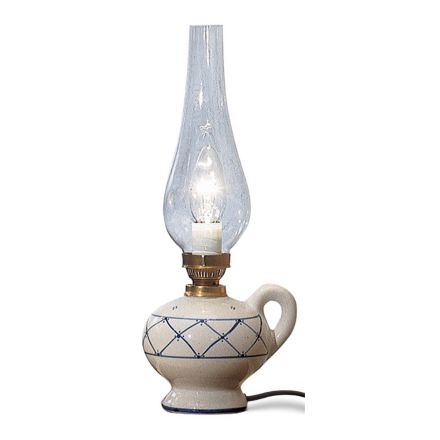 Lampe de table rustique en céramique décorée à la main par Ferroluce Viadurini