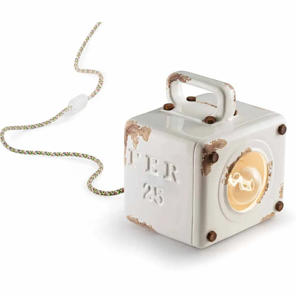 Lampe de table de style industriel en céramique et fer Valerie Viadurini