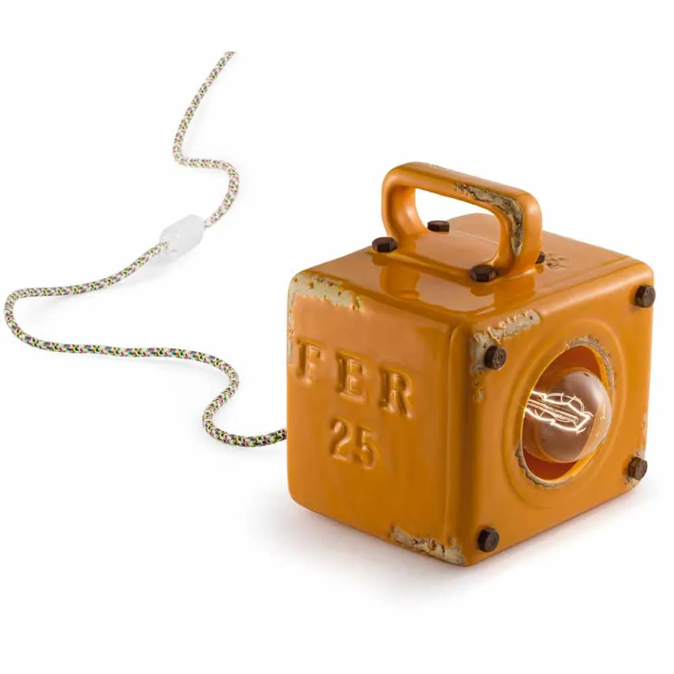 Lampe de table de style industriel en céramique et fer Valerie Viadurini