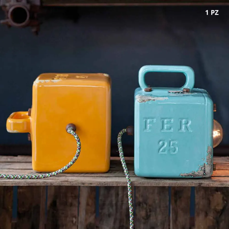 Lampe de table de style industriel en céramique et fer Valerie Viadurini