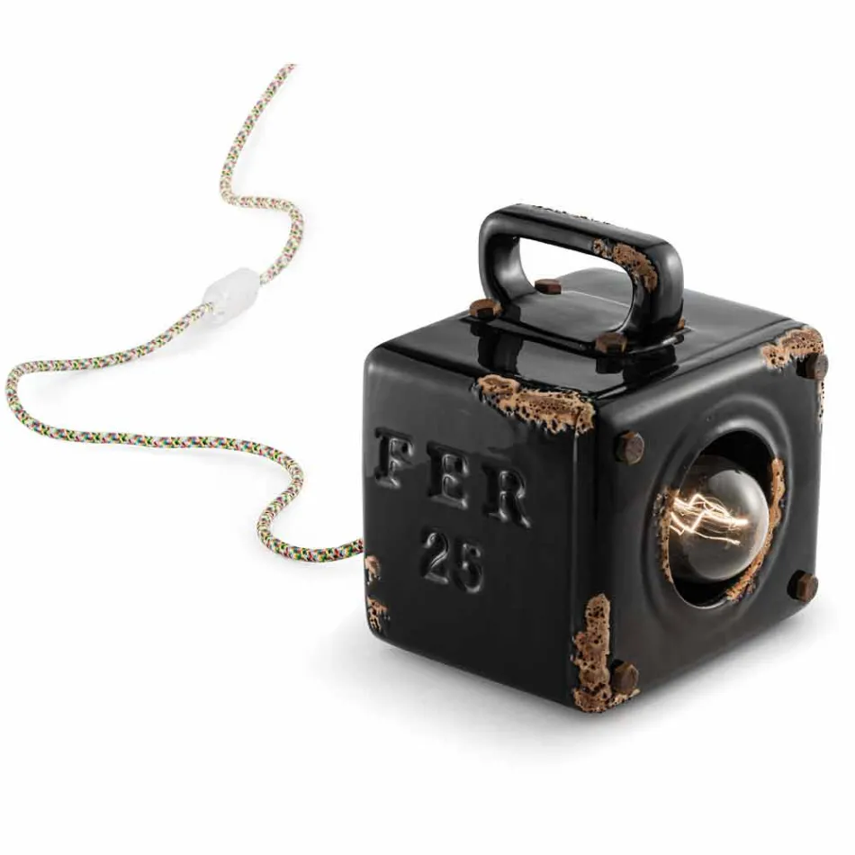 Lampe de table de style industriel en céramique et fer Valerie Viadurini