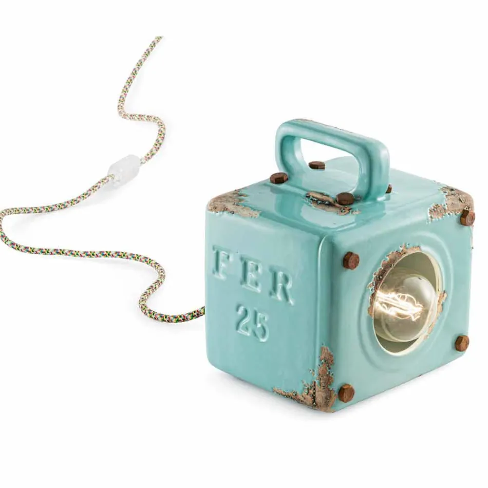 Lampe de table de style industriel en céramique et fer Valerie Viadurini