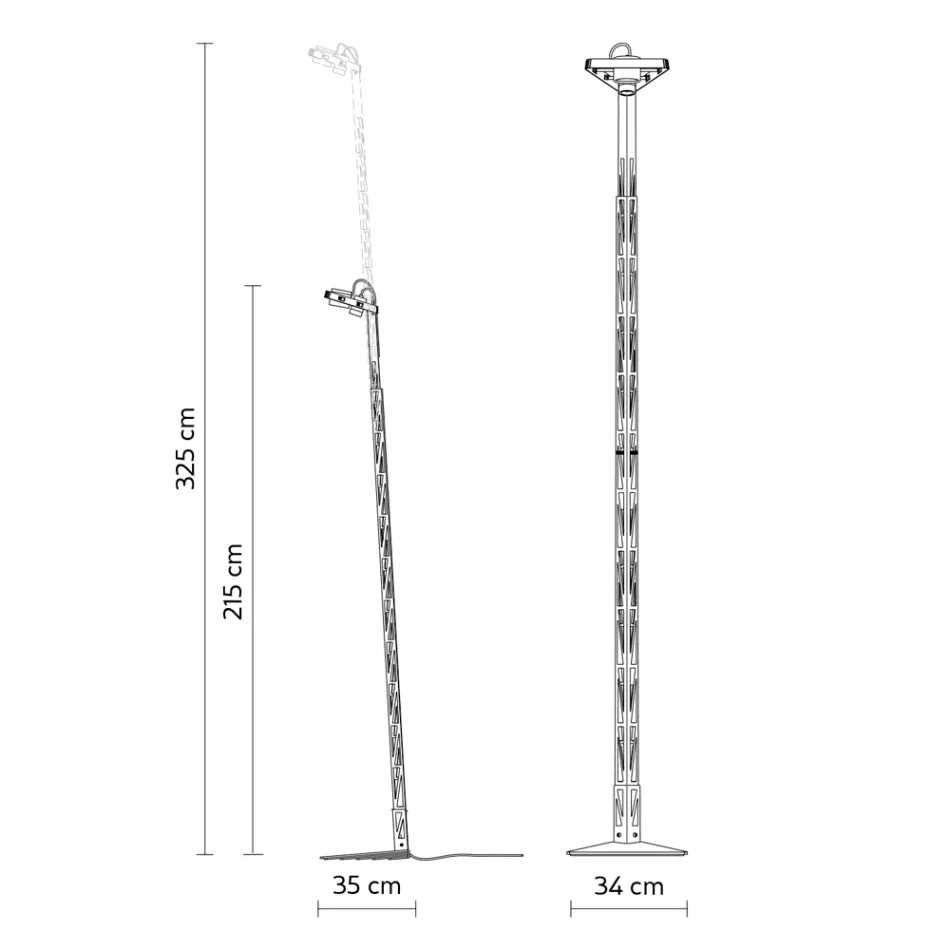 Lampadaire Extensible En Aluminium Noir Mat Design Échelle - Watchful Viadurini