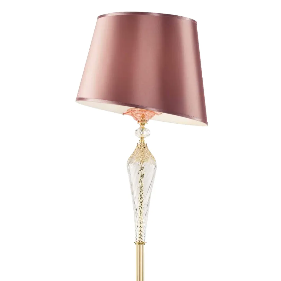 Lampadaire classique en verre artisanal et abat-jour de luxe - Flandre Viadurini