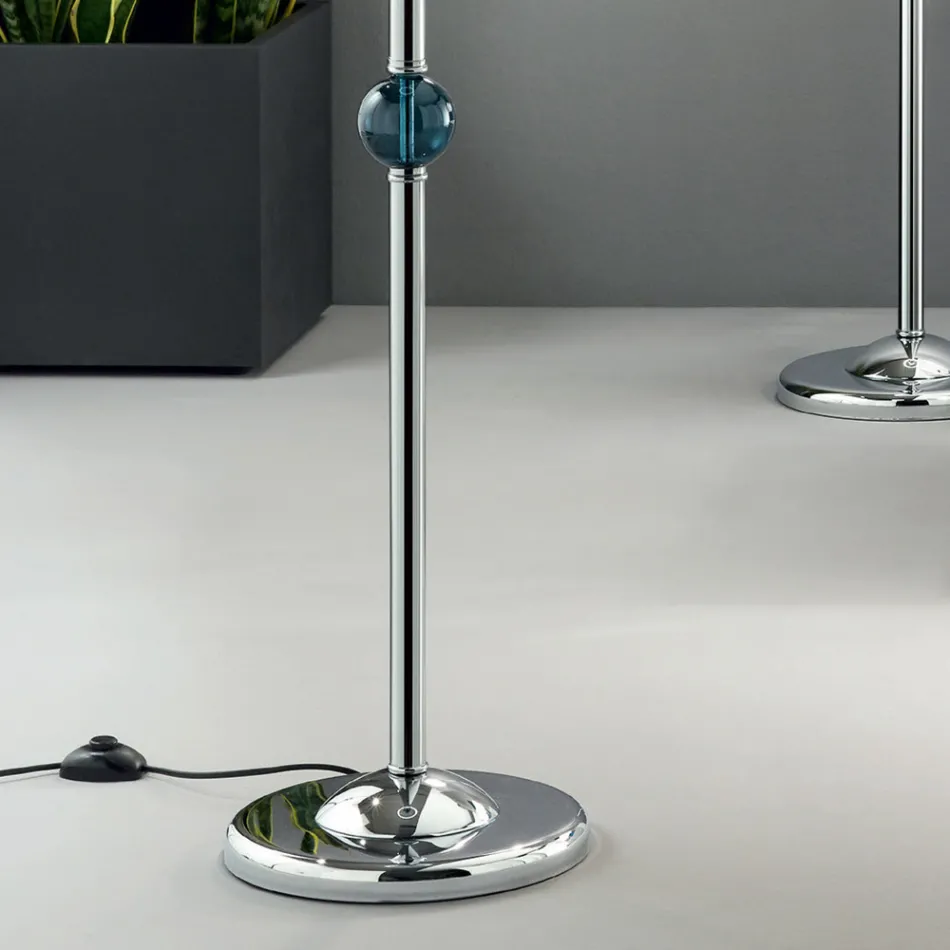 Lampadaire classique en verre artisanal italien et abat-jour - Memore Viadurini