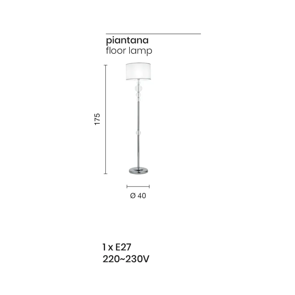 Lampadaire classique en verre artisanal italien et abat-jour - Memore Viadurini