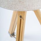 Lampadaire avec base en bois à 3 pieds et abat-jour en toile - Evette Viadurini